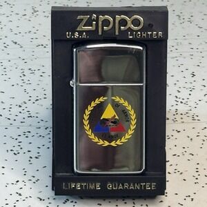 Vintage ZIPPO The Home of Armor Fort Knox Chrome Lighter in Box